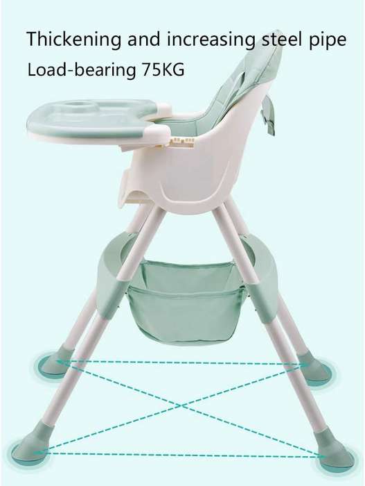 Baby Dining Chair Children Multifunctional Foldable High Chair-Green