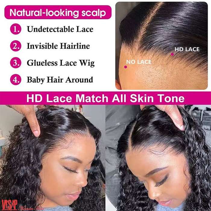 2inch 13x4 HD Lace Front Glueless Curly Wig Brazilian Hair