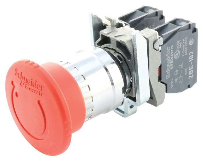 Schneider Electric (XB4BS8444) Emergency Stop Switch, DPST-NC, 120V