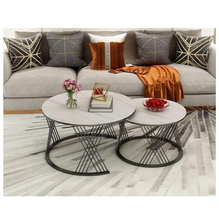 2-in-1 Round Marble Luxury Modern Coffee Table