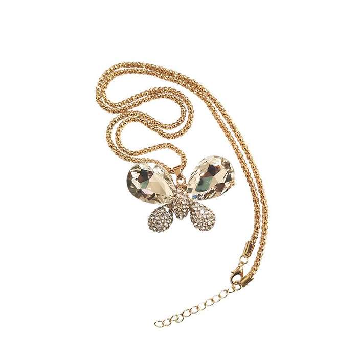Butterfly Pendant Necklace For Women - Brown