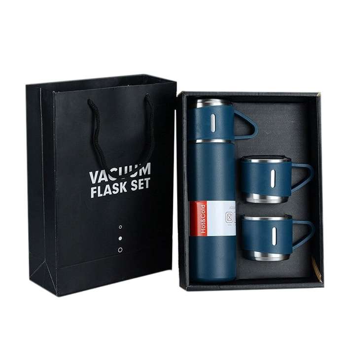 500ml Stainless Steel Vacuum Flask Gift Set with 3 Mugs