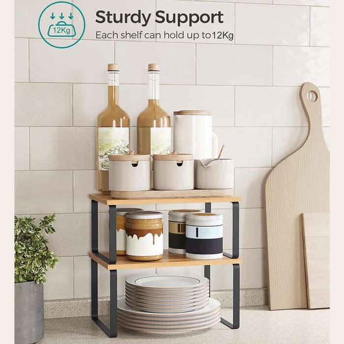 Stackable Kitchen Cabinet Organiser Shelf Counter Storage
