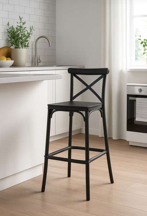 Classic Criss Cross Back Bar Stool-Black Or White-2 Pack