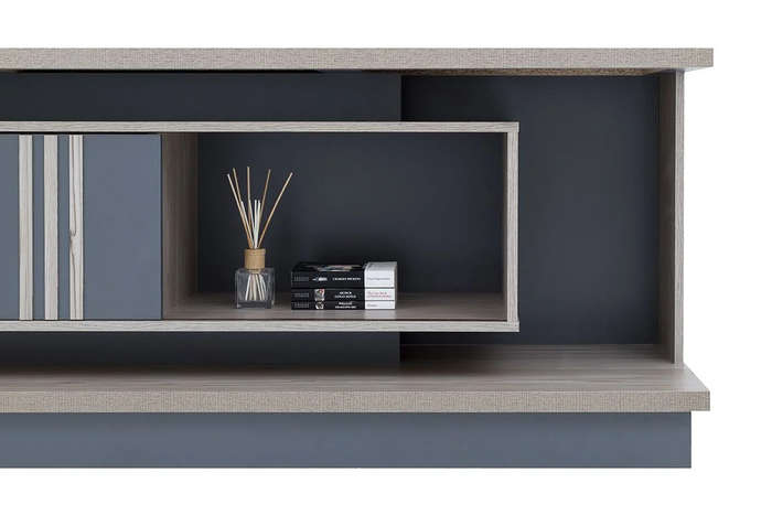 Plasma/Smart TV Stands - Sliding Doors and Shelves - Oak / Grey Colours