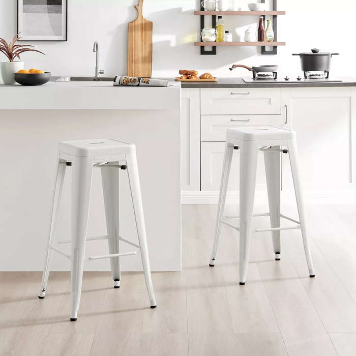 Metal stackable bar stools- 2 Pack - White