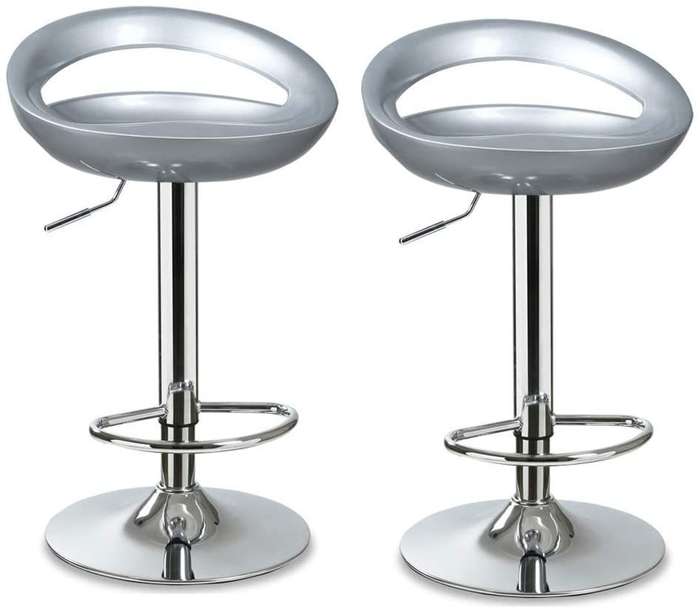 Bar Stools - Set of 2 - Silver