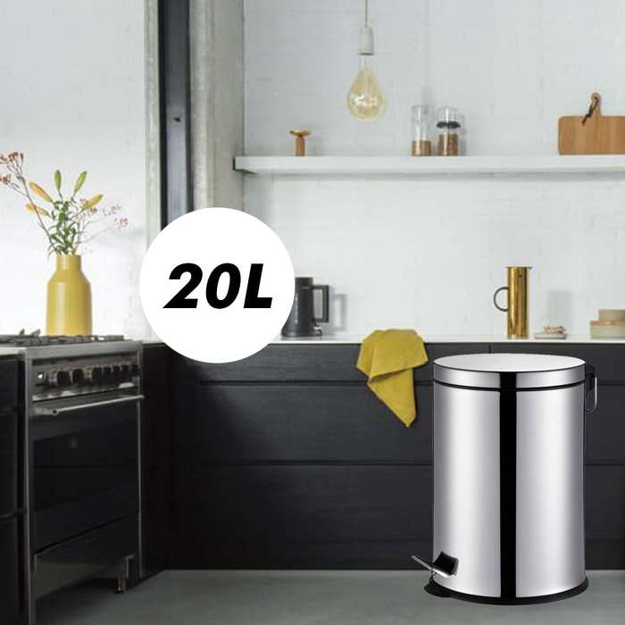 Stainless Steel Waste Paper Pedal Bin - 20Ltr