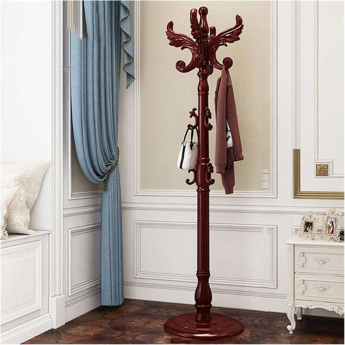 Wooden Coat Rack Stand - Clothes, Suits, Scarves, Handbags - Brown Colour