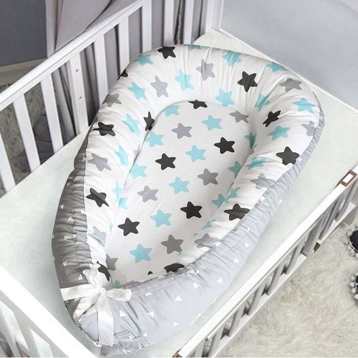 Portable Baby Nest and Co-Sleeper - Blue Stars