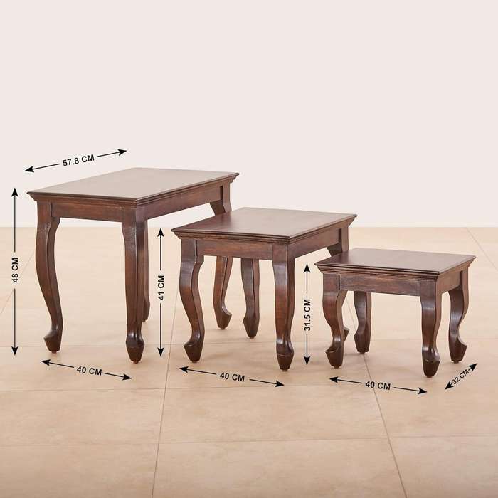 Coffee Table Set-Three Piece - Laminate Foil Finish - Brown Colour
