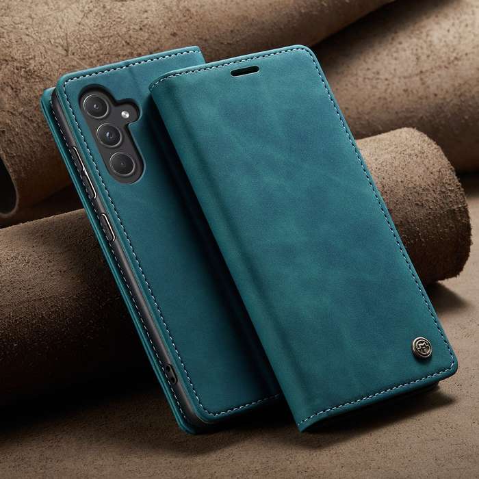 Retro Flip Leather Wallet Cover For Samsung Galaxy A55 - Blue