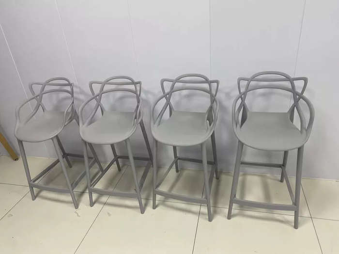 Bar Stool - Plastic - Grey - 4 Pack