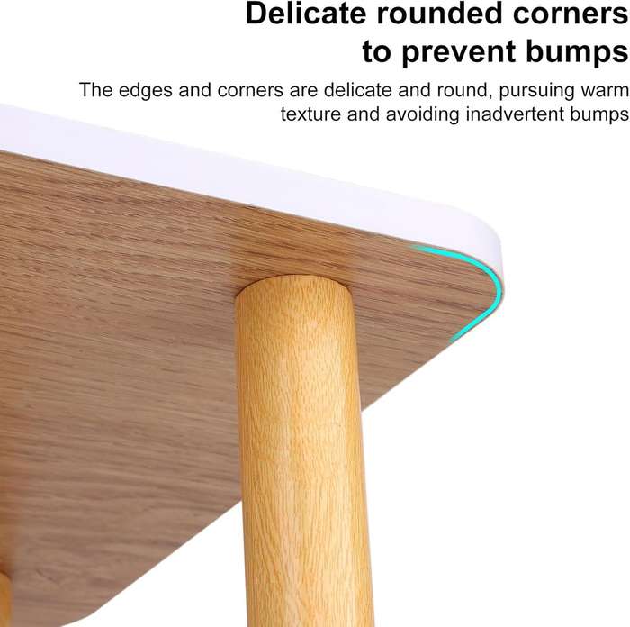 White 2-Tier Square Side Table With Solid Legs