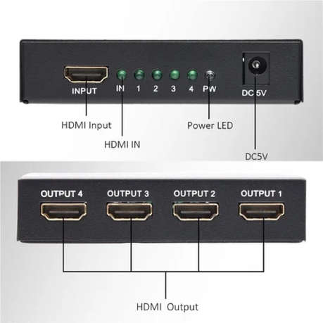 4K HDMI Splitter 1 IN 4 OUT