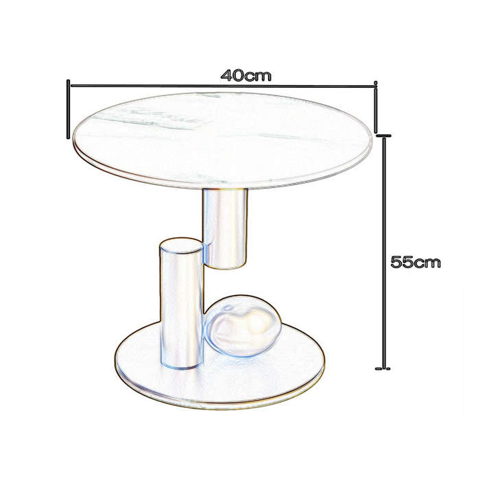 Round Slate Countertop Coffee Table With Metal Frame