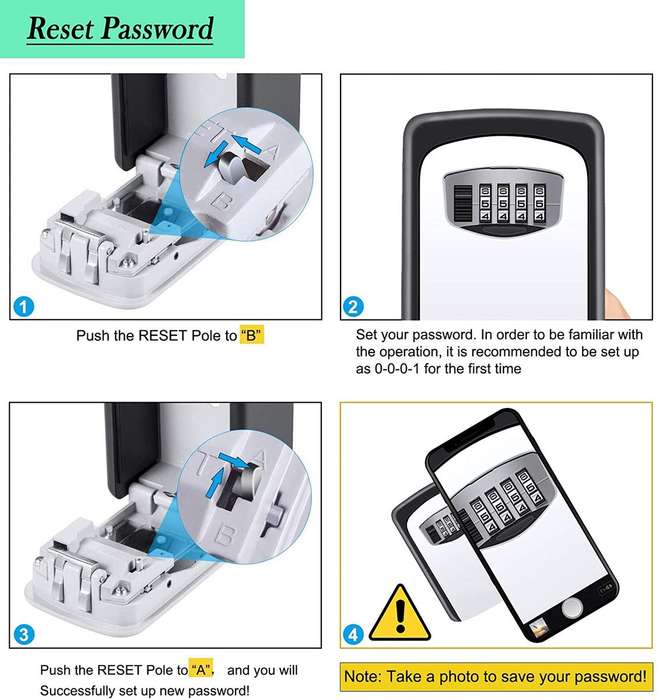 4 Digit Combination Lock Box Key Storage Lock Box Wall Mounted Security Door Lock