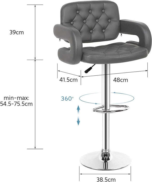 Bar Stools / Kitchen Breakfast Chairs -1 Pack - Grey Colour
