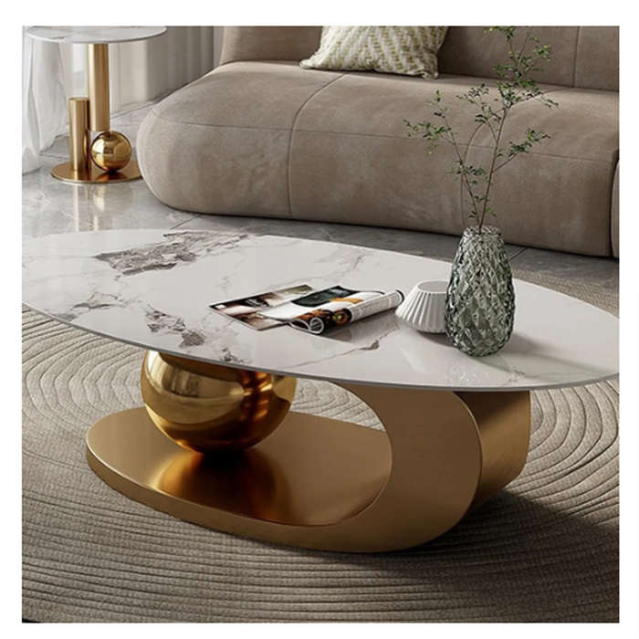 Luxury Marble Top Oval Coffee Table