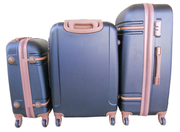 3 Piece Travel Luggage Suitcase Bag Set - Black