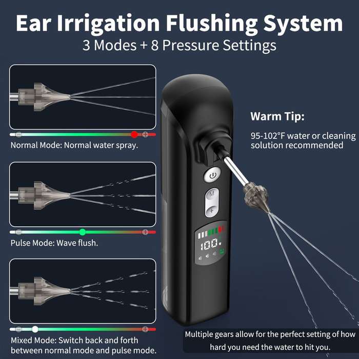 Ear Wax Removal, Electric Water Power Ear Cleaner 8 Pressure Modes