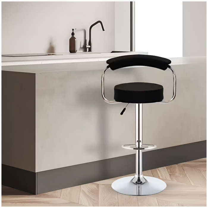 Set Of 2 Height Adjustable Kitchen Bar Stool with Backrest and Footrest