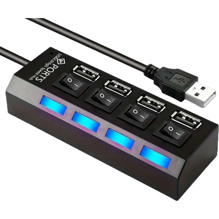 USB Hub 4 Ports - 4-Port USB 2.0 Hub Individual Switch Hub