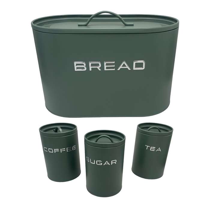 Breadbin and Cannister 4 Piece Set - Green