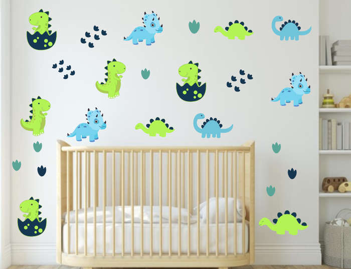 Baby Dinosaurs Wall Vinyl Stickers - Pack of 24 Vinyl Stickers