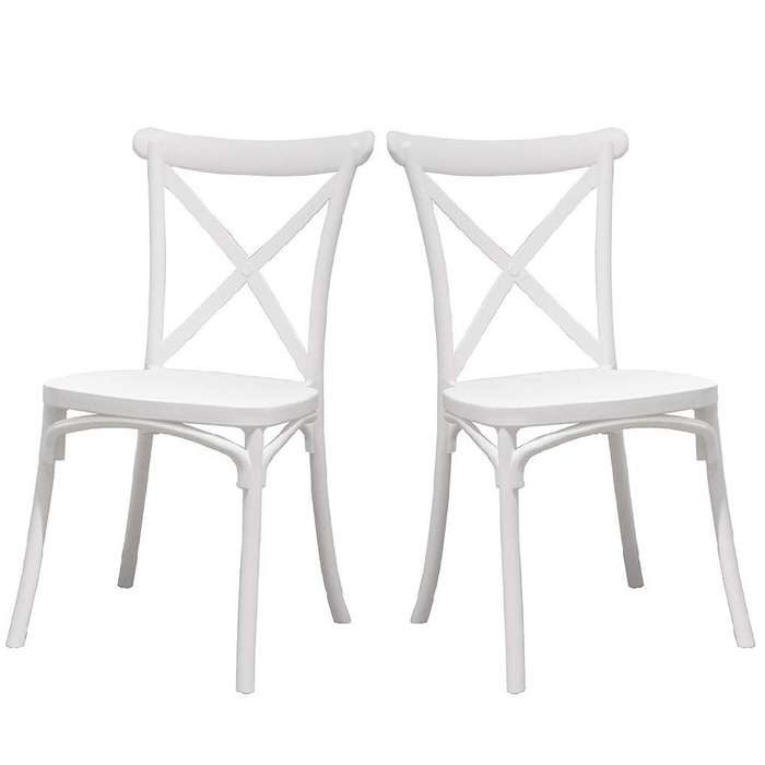 Classic Cross Back Dining Chair - 2 Pack - White