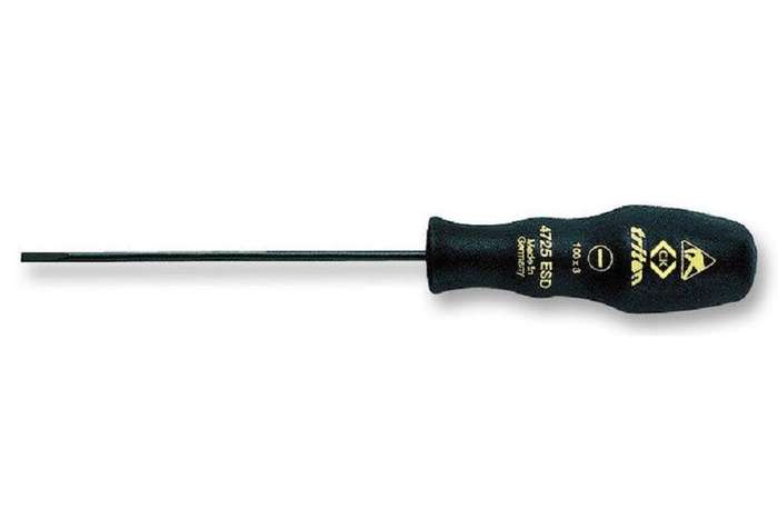 CK Tool (T4725ESD 03) Screwdriver, Slotted, ESD, 75mm Blade, 3mm Tip