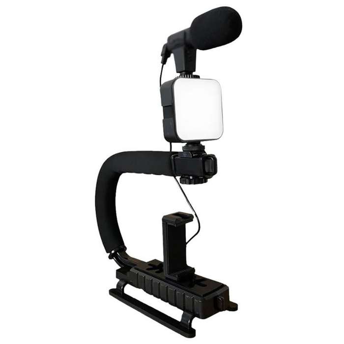 TikTok YouTube Vlog Kit with Mini Stand, LED Light, Microphone, Camera Cradle C-Handle