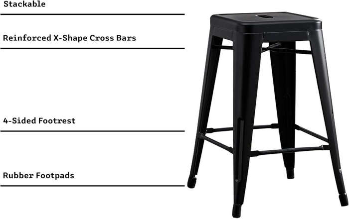 Metal Stackable Bar Stools-Black,White or Red