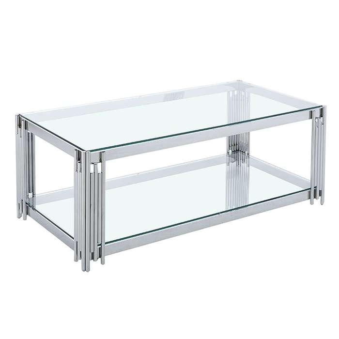 Silver Glass Rectangular Coffee Table