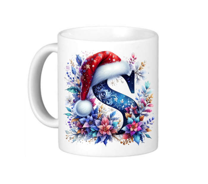 Christmas Monogram S Coffee Mug - Holiday Gift with Festive Design