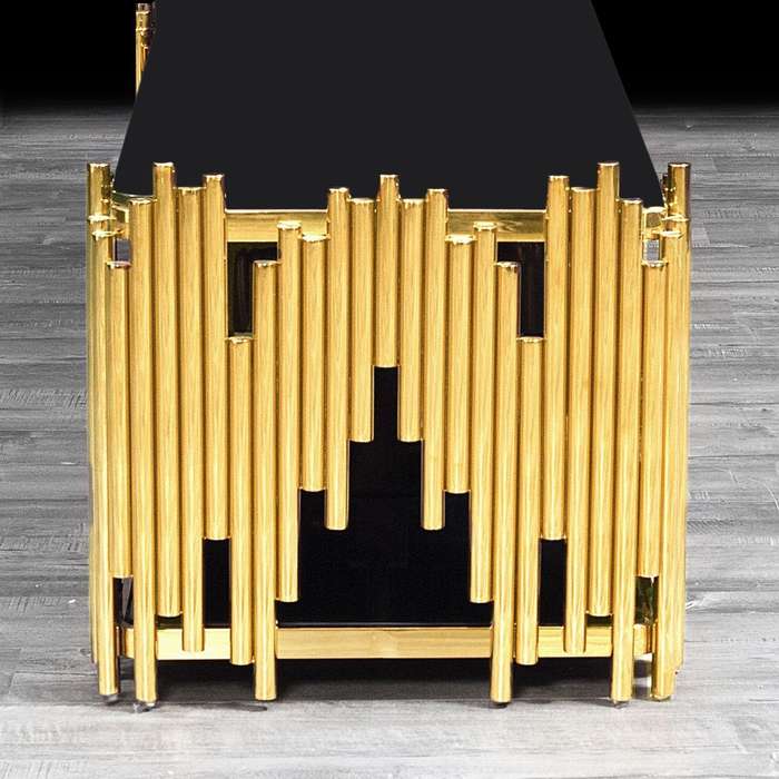 Smart TV/ Plasma Stands - Tempered Glass Top - Wooden Drawers - Gold