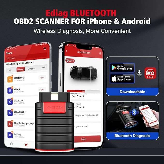Kingbolen Ediag Full System OE Level OBD2 Diagnostic Tool with Cable