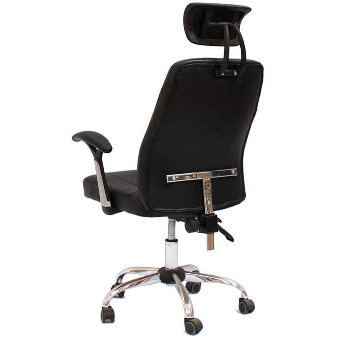 Office Chairs - Contemporary Design PU Leather Office Arm Chair- Reclinable Backrest -Black Colour