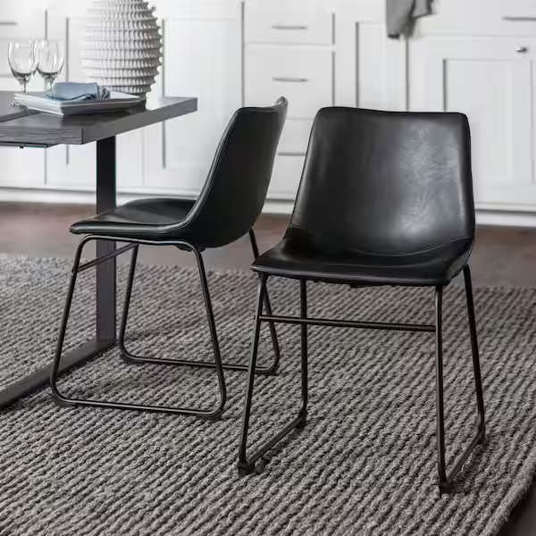 Modern and Elegant Leather Dining Chair-Black or Brown