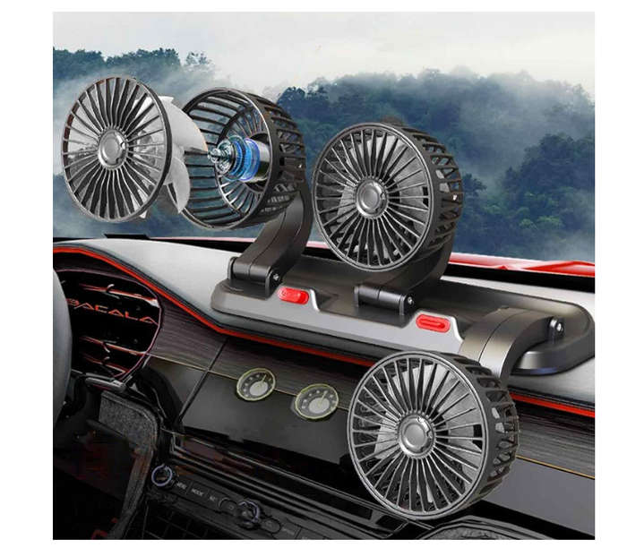 Car Fan 3 Head Fan for SUV - USB/12V/24V Cooling Fan 2 Stage Car Fan-Black
