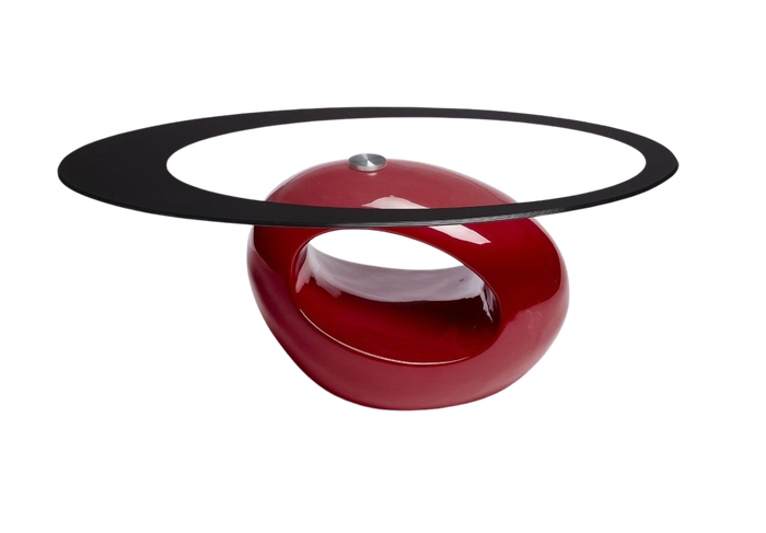 Coffee Tables - Oval Tempered Glass - Red