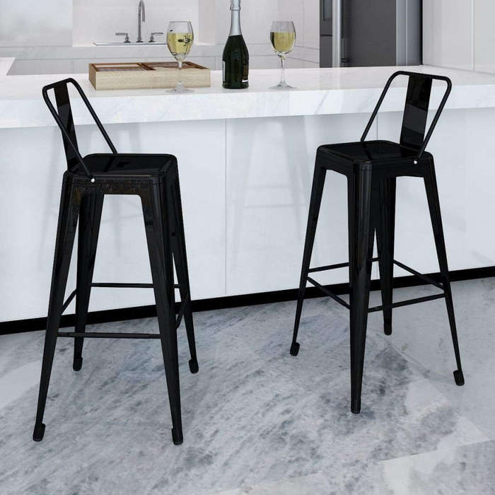 Modern metal bar stool- 2 pack Black
