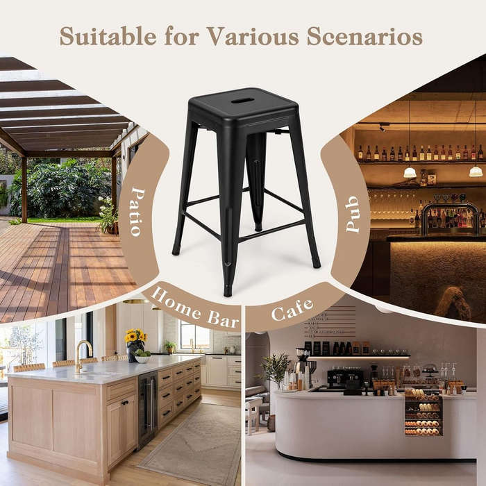 Metal Stackable Bar Stools-Black,White or Red
