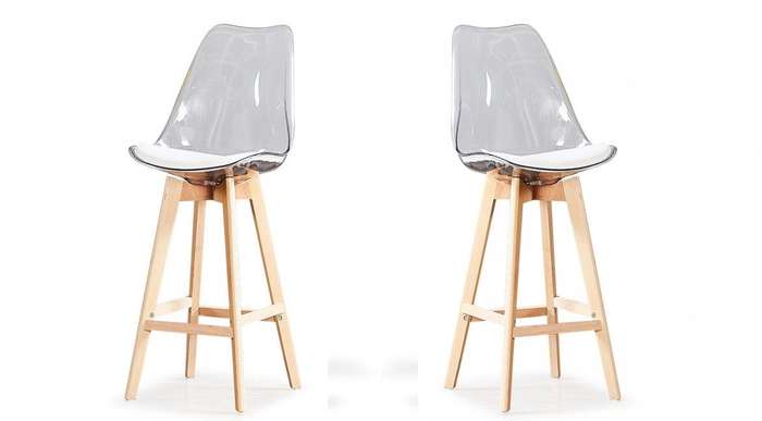 Transparent High Bar stools- Ergonomic & Elegant Design-Transparent White