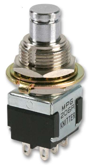 Knitter-Switch (MPG 206 R) Pushbutton Switch, MPG, 11.8 mm, DPDT, On-(On)