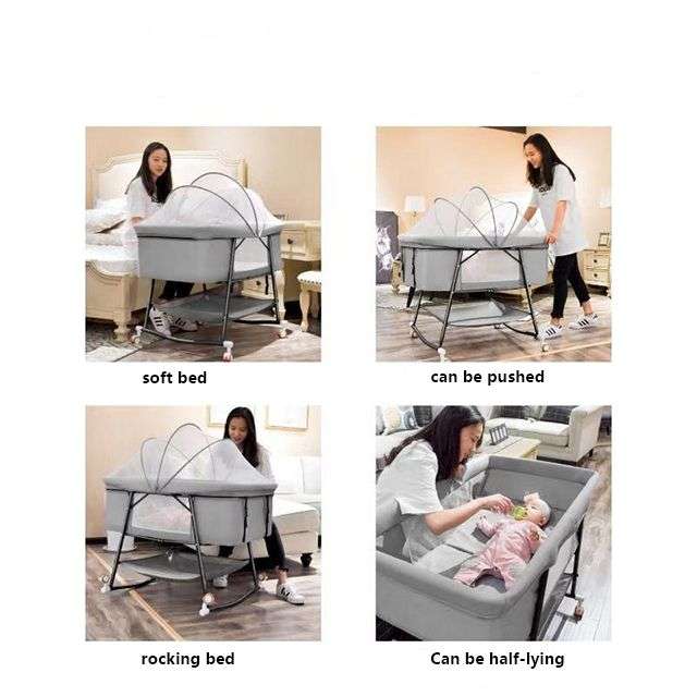 Baby Cradle Swing Crib (Grey)