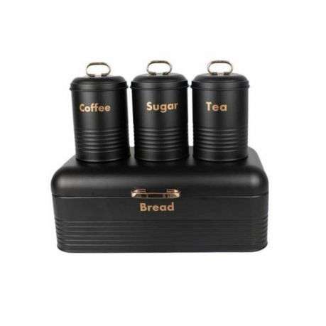 Retro Bread Bin Steel Design - Black