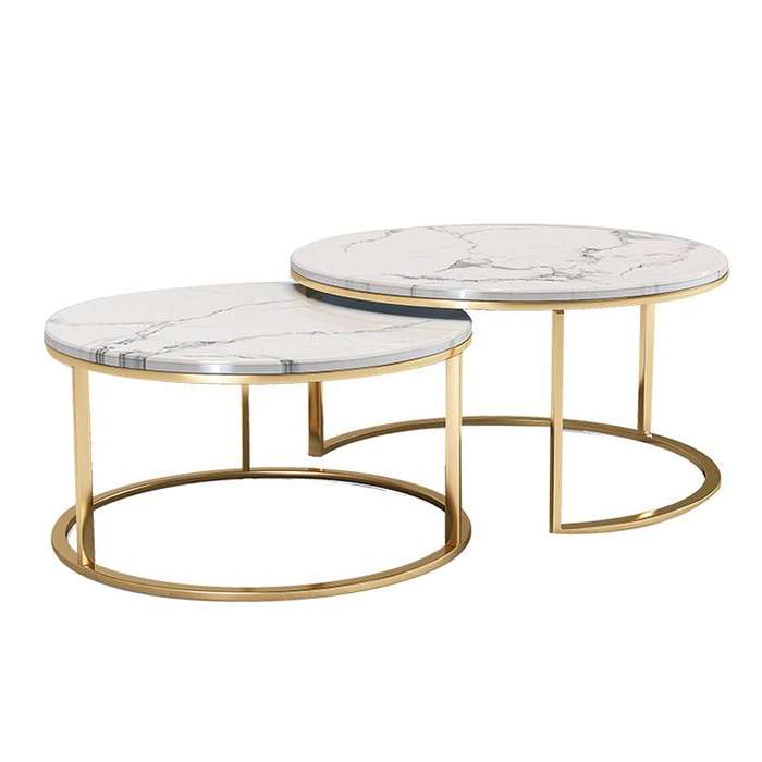 Marble Top Nesting Coffee Tables - 2 Pack