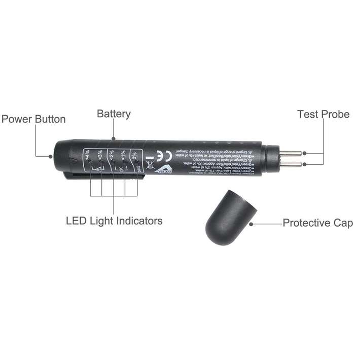 Brake Fluid Liquid Tester with 5 LED Indicators for Car