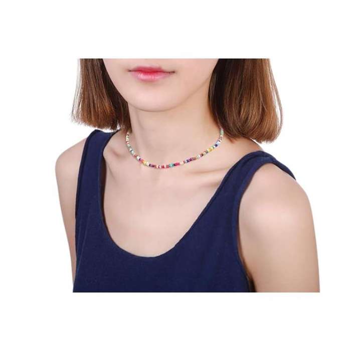 10 Pieces Women Bohemian Necklaces Seed Bead Necklaces